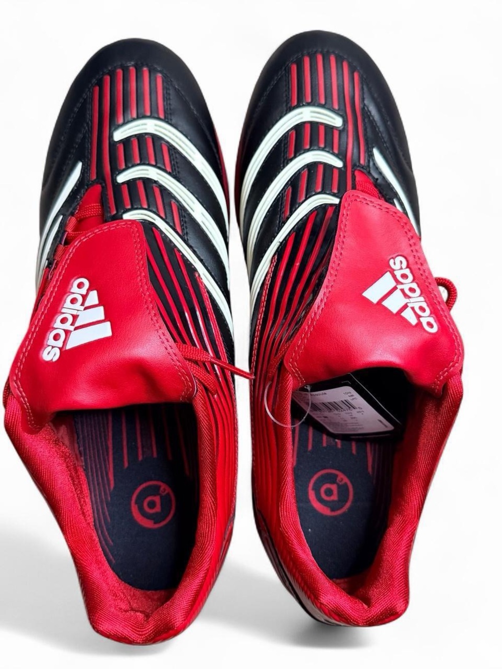 adidas Men’s Red and Black Soccer Cleats with White Stripes